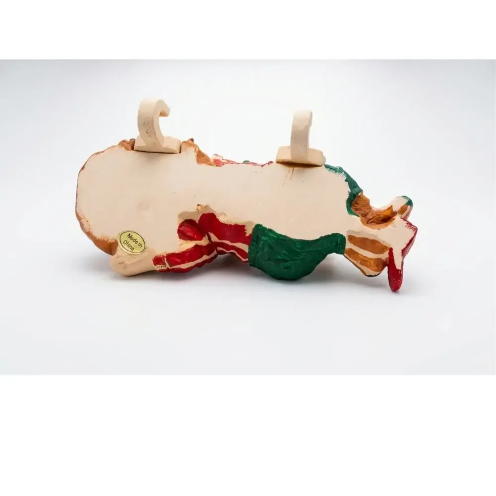 Vintage Sleeping Santa Claus Stocking Holder Hand Painted Chrismas Mantel Hanger